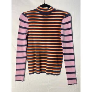 Urban Outfitters BDG Long Sleeve Mock Neck Striped Knit Top Women's Size Large